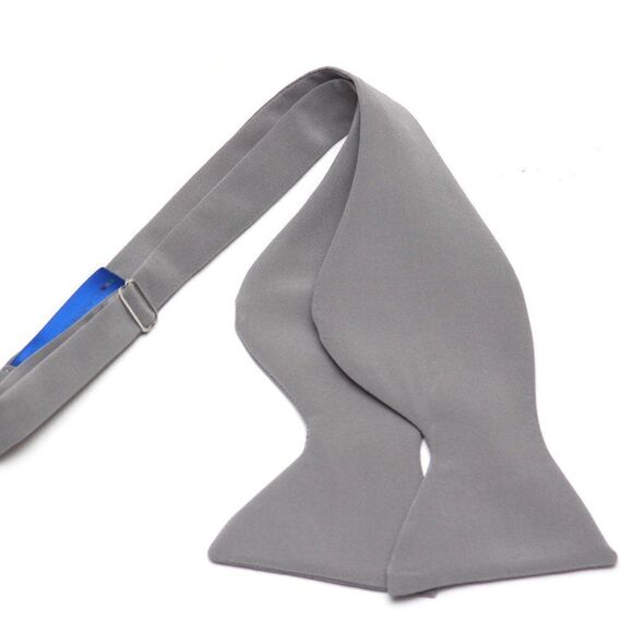 Men's Self-tied Bow Tie 100%Silk Big Butterfly Solid Grey S680 - Picture 8 of 10
